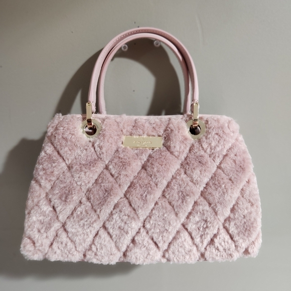 Kate Spade Carey Faux Fur Small Sulliven Satchel Blush Pink Like New Condition - Picture 1 of 7